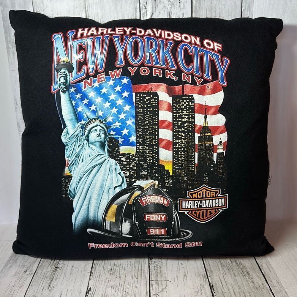 Harley‎ Davidson Motorcycles Spell Out Throw Pillow 15"x17" New York